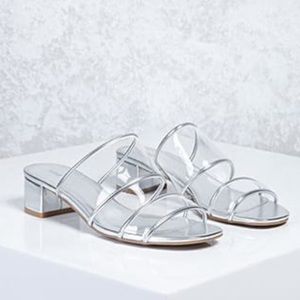 Metallic Lucite Sandals